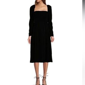 ANTONIO MELANI MACKENZIE BLACK VELVET MIDI DRESS